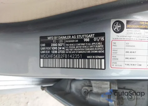 2015 Mercedes-Benz E 350 из США, поврежденный, VIN WDDHF5KB2FB142351